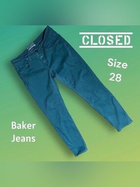 Closed Women’s Baker Slim Jeans Fern Green Size 28 Style 91833-37W-30